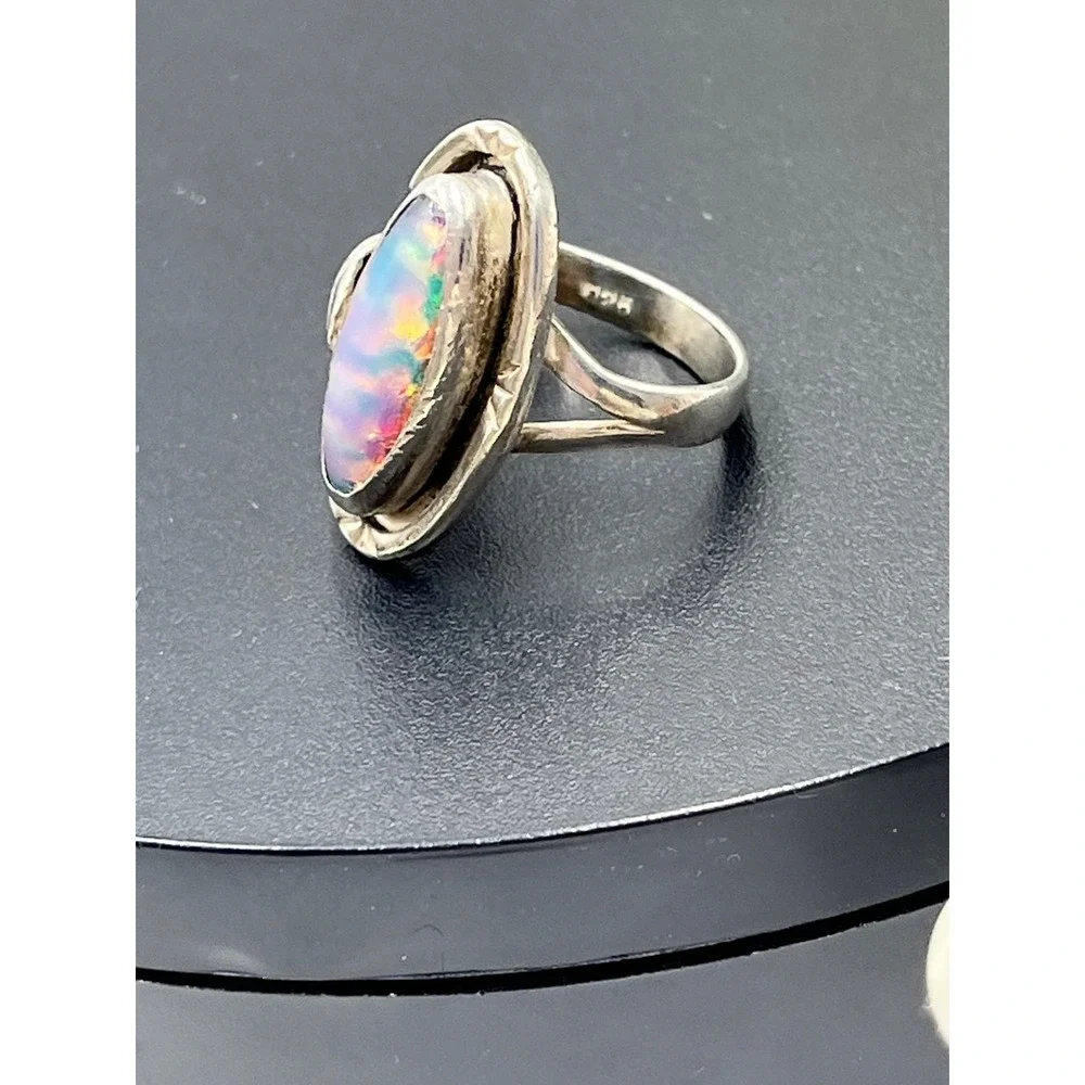 GFIS‎ Vintage MEXICO Simulated OPAL RING Southwestern Sterling Silver Size 8.75